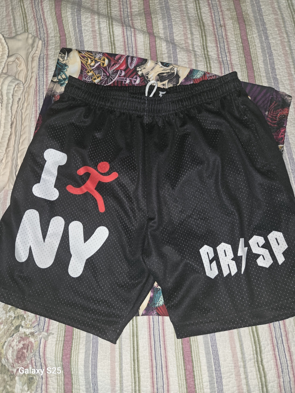 Black Men's Athletic Shorts with White I NY and Crisp Graphics